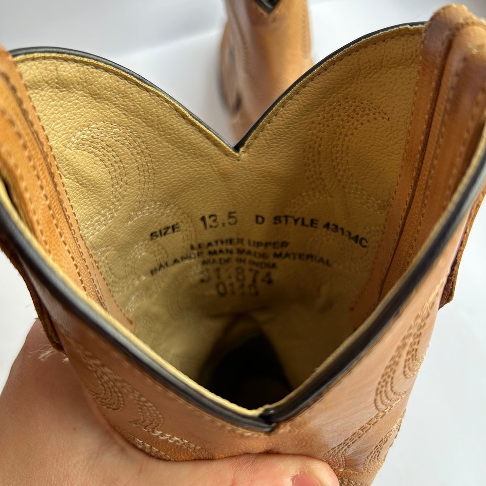 Cody James Showdown‎ Cowboy Boots Youth Kids 13.5 Tan Leather Western Stitched - Picture 5 of 9